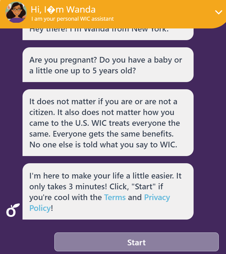 Wanda, chatbot, New York, WIC
