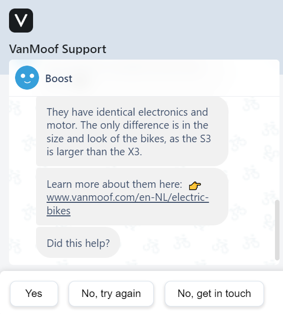 VanMoof e-bike chatbot