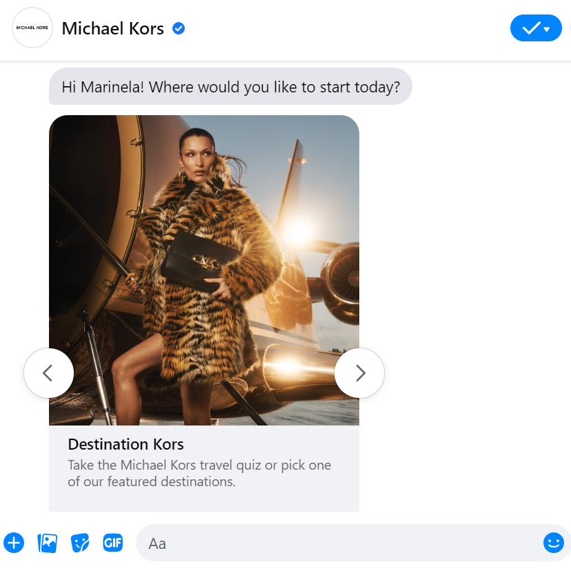Michael Kors chatbot Facebok Messenger